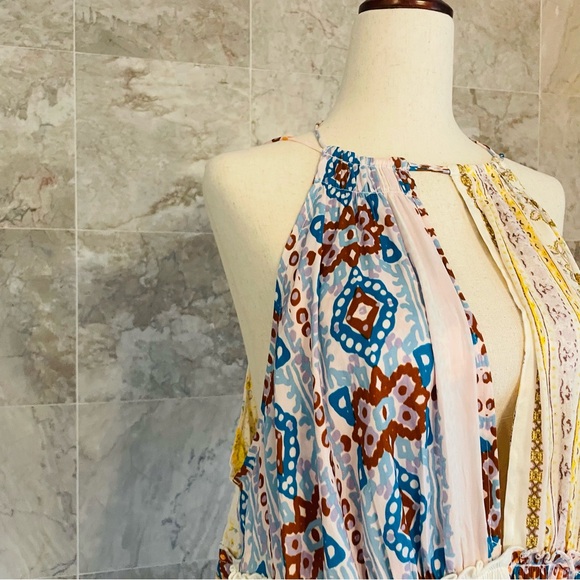 Free People Ivory Combo Bellini Patchwork Peplum Tank Top - Picture 4 of 9